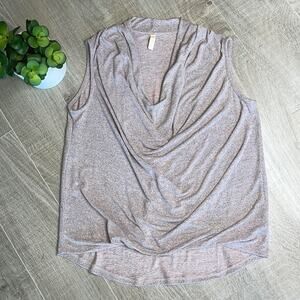 WISHLIST Women's Pink Gray Sleeveless Ruched Draped Blouse Shirt Top